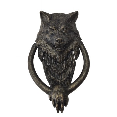 Ручка-стучалка дверная "Волк", в патине